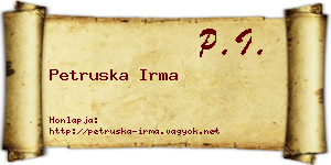 Petruska Irma névjegykártya